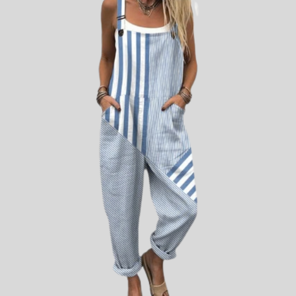 Gestreifte Latzhose Blau-Weiß